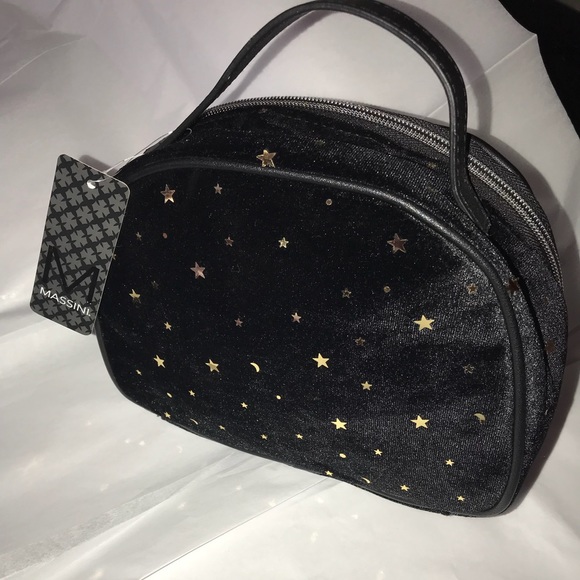 Massini Gold/Black Velvet travel Cosmetic Bag NWT - Picture 2 of 7